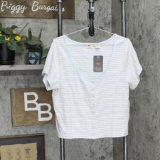 Levi's Womens Plus Size Striped Britt Cotton Snap-Front Top A50550006 2X