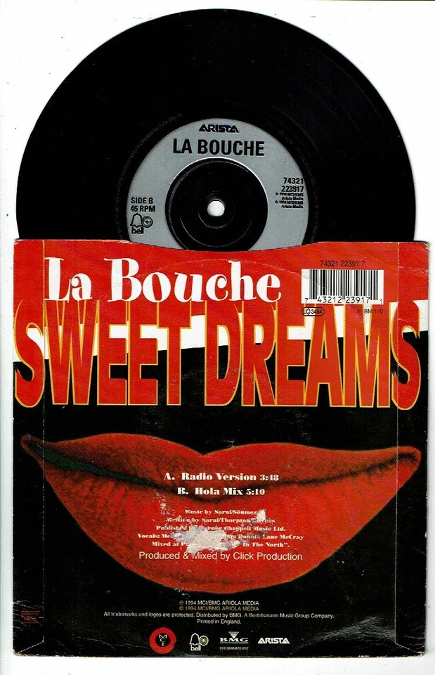 LA BOUCHE Vinyle 45T 7" SWEET DREAMS Radio version et Hola Mix ARISTA 74321 = EX - Photo 2/2