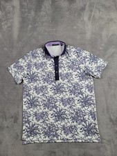 Greyson Golf Polo Men  s Large Dragonfly Garden Arctic White Purple Stretch