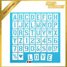 Letter Stencils 2 Inch Reusable PET Plastic 42 Pcs Alphabet Number Symbols Craft