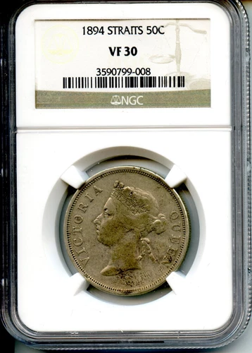 MALAYSIA  1894  50 CENTS  NGC  VF30  RARE