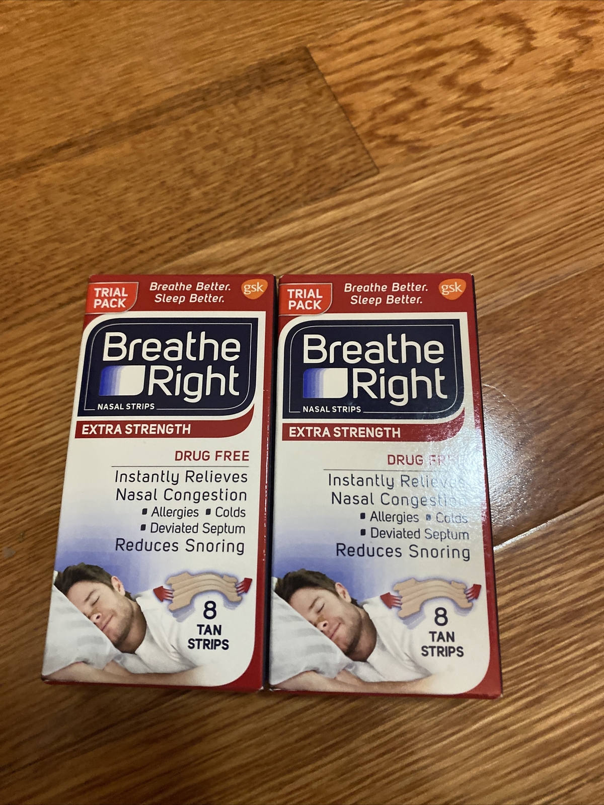 Lot Of 2 Breathe Right Extra Strength Nasal Strips Sealed 8 Tan Strips