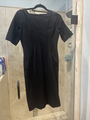 petite ponte knit dress Talbots Ponte Knit Party Dress 6 Petite A Line Crochet Lace Boat Neck Black