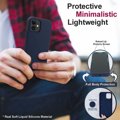 For iPhone 12 /12 Pro Liquid Silicone Shockproof Case W/ Microfiber Lining Cover - Picture 60 of 77