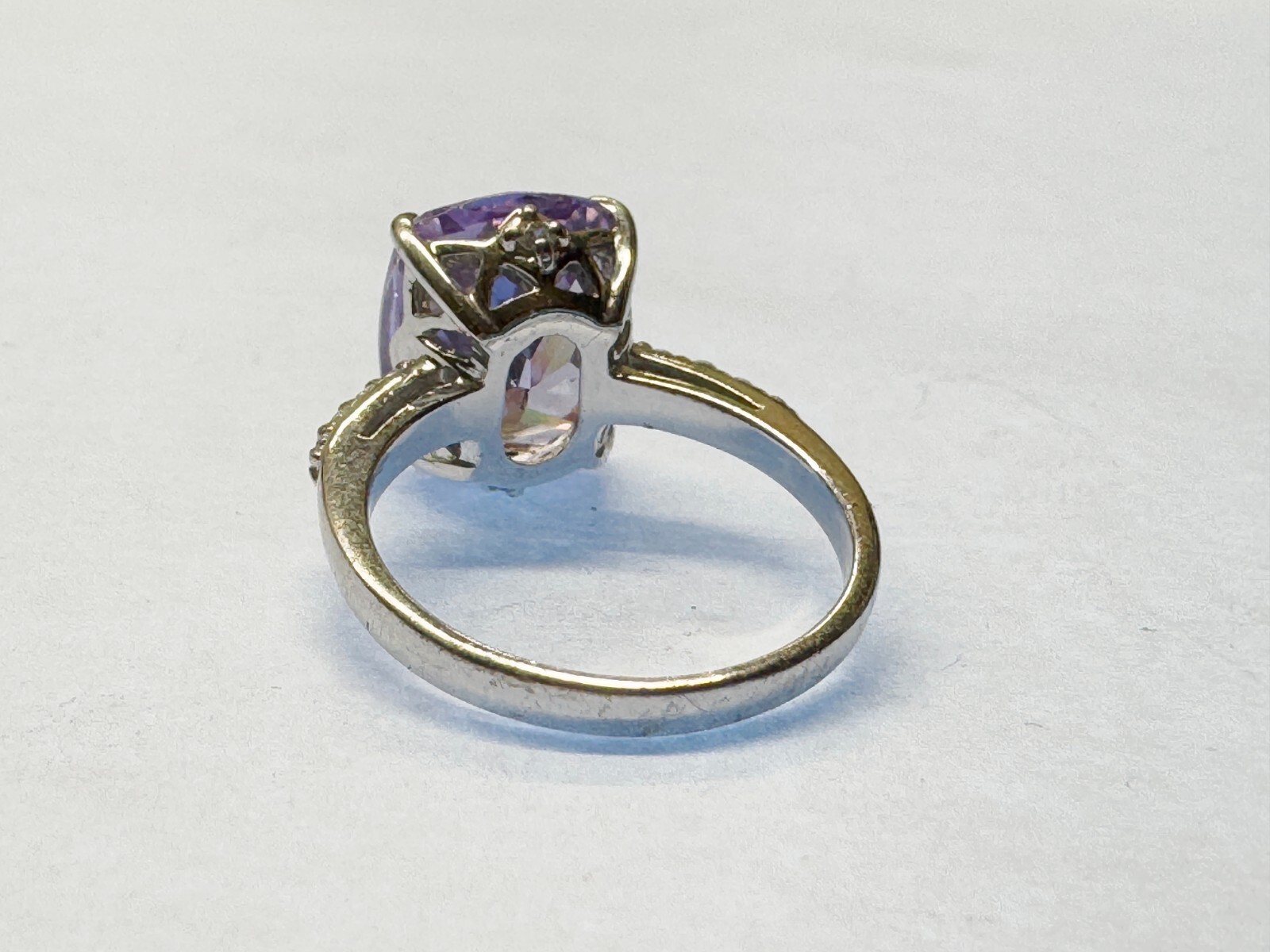 VINTAGE SOLID STERLING SILVER AMETHYST CHUNKY CZ … - image 4