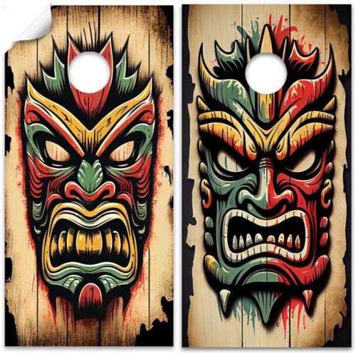 Tropische Tiki Masken Polynesien Cornhole Board Wraps und Aufkleber Vinyl Aufkleber - Bild 2 von 7