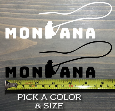 Fly Fishing Decal Sticker Montana Rainbow Trout Brown Dry Fly Fish Grayling