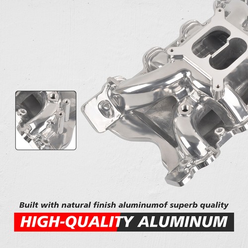 Colector de admisión de aluminio pulido RPM puerto ovalado espacio de aire para Ford 351C 1970-1986 - Imagen 2 de 8