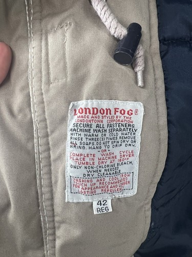London Fog Khaki Tan Lininged Jacket Pockets Drawstring Men's 42 Reg - Picture 6 of 8