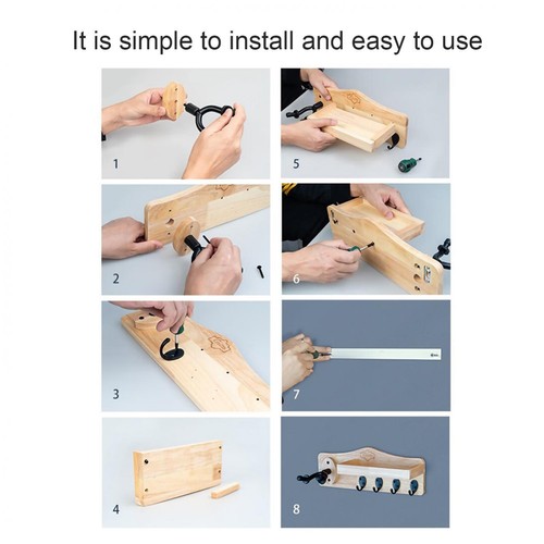 2025 Nuevo Soporte de Pared para Guitarra con 4 Ganchos Giratorios Percha para Guitarra de Madera con Estante - Imagen 8 de 11
