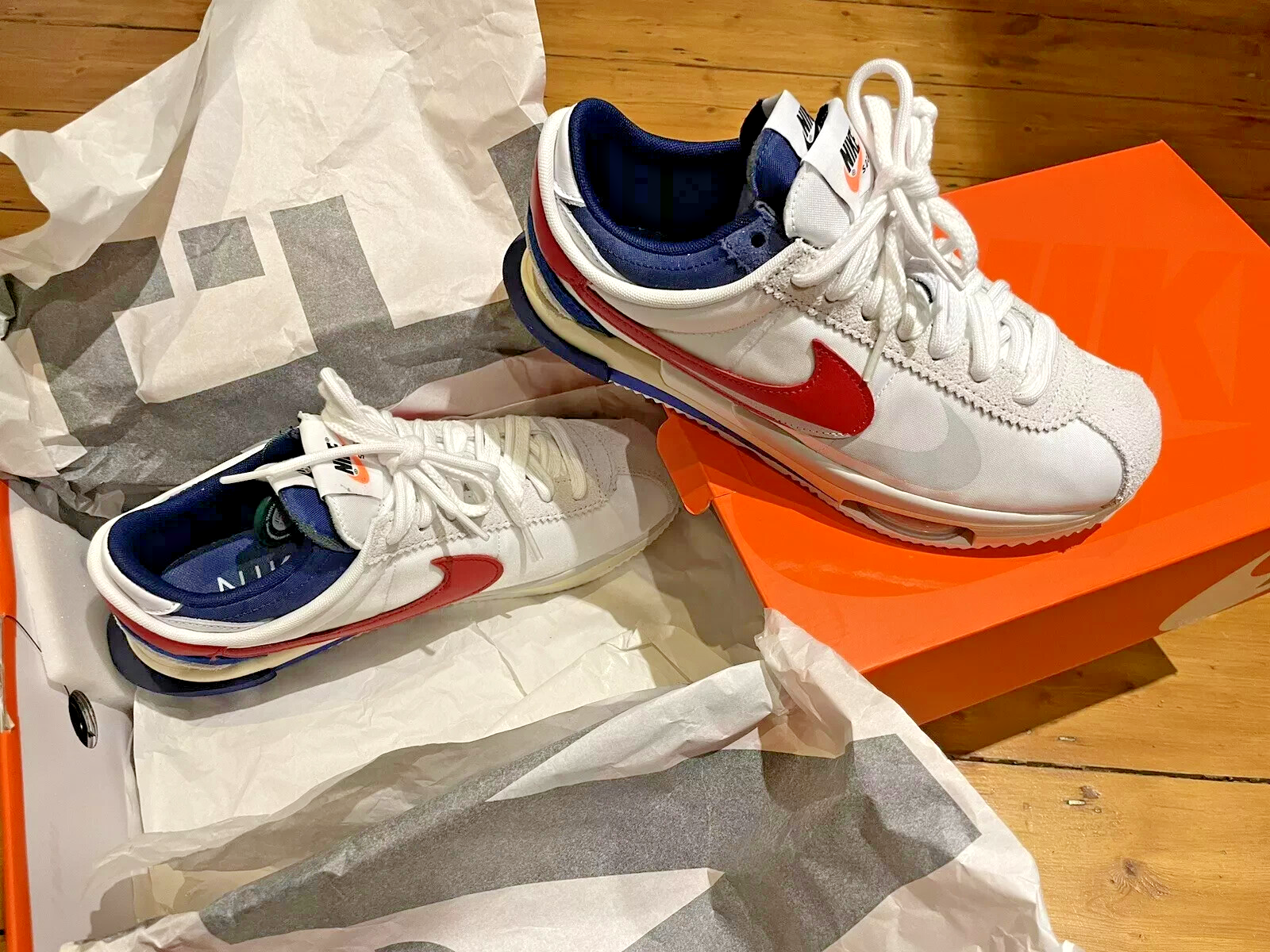 SACAI X NIKE Nike x Sacai Zoom Cortez SP bianche università rosse blu UK7.5 DQ0581 100