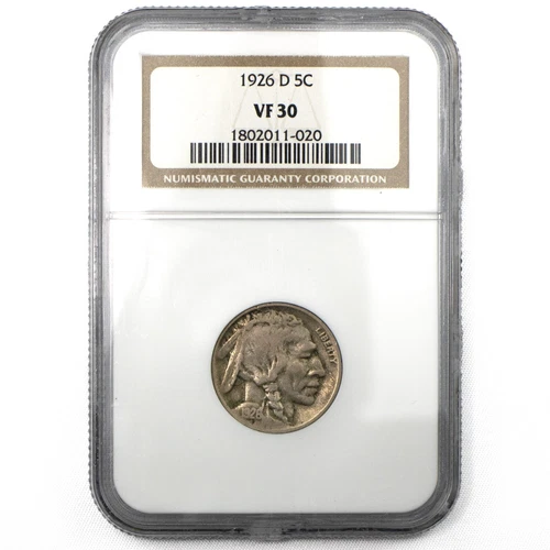 1926-D Buffalo Nickel 5c NGC VF30 Denver Mint Solid Strike