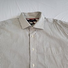 Tommy Hilfiger Mens Shirt Button Up XL Long Sleeve Striped 80's Two-Ply Cotton