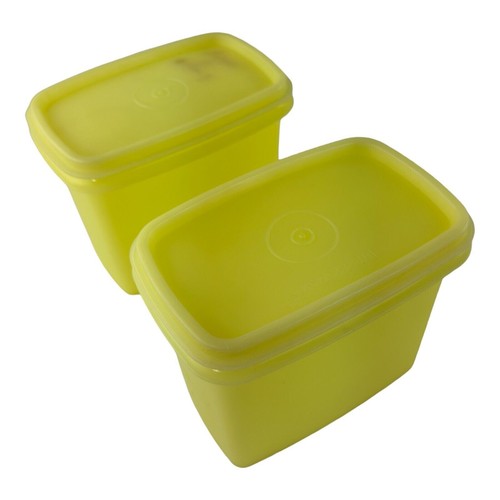 Vintage Tupperware Yellow Shelf Saver Storage Containers W/Lids 1243-4 Set Of 2 - Picture 10 of 17