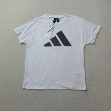 Adidas T-Shirt Womens Medium White Crew Neck Big Trefoil Top Tee Sports NWT