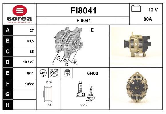 Alternateur SNRA FI8041 pour remplacer un alternateur usé sur voiture citadine
