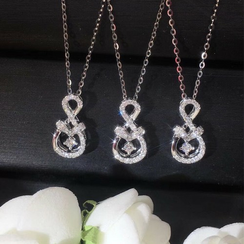 Creative Cubic Zircon Women 925 Silver Filled Necklace Pendant Wedding Jewelry - Picture 6 of 30