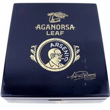 Aganorsa Leaf Arsenio Corona Empty Wood Cigar Box 7.25" x 6.5" x 1.75"