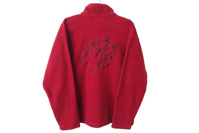 Vintage JACK WOLFSKIN Fleece Sweater 1/4 Zip Size L big logo outdoor 00s jumper