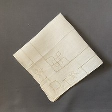 White Wedding Hankie Drawn Works Geometric Vintage