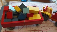 Wooden Tractor And Block Wagon