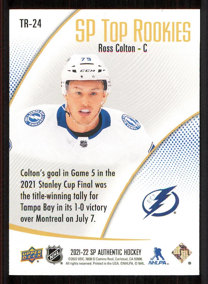 2021-22 SP Authentic Top Rookies Blue #TR24 Ross Colton - Image 2 of 2