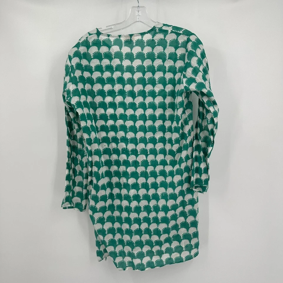 Roberta Roller Rabbit Womens Pullover Cotton Top Size M Tunic Green White Beachy - Image 2 of 4