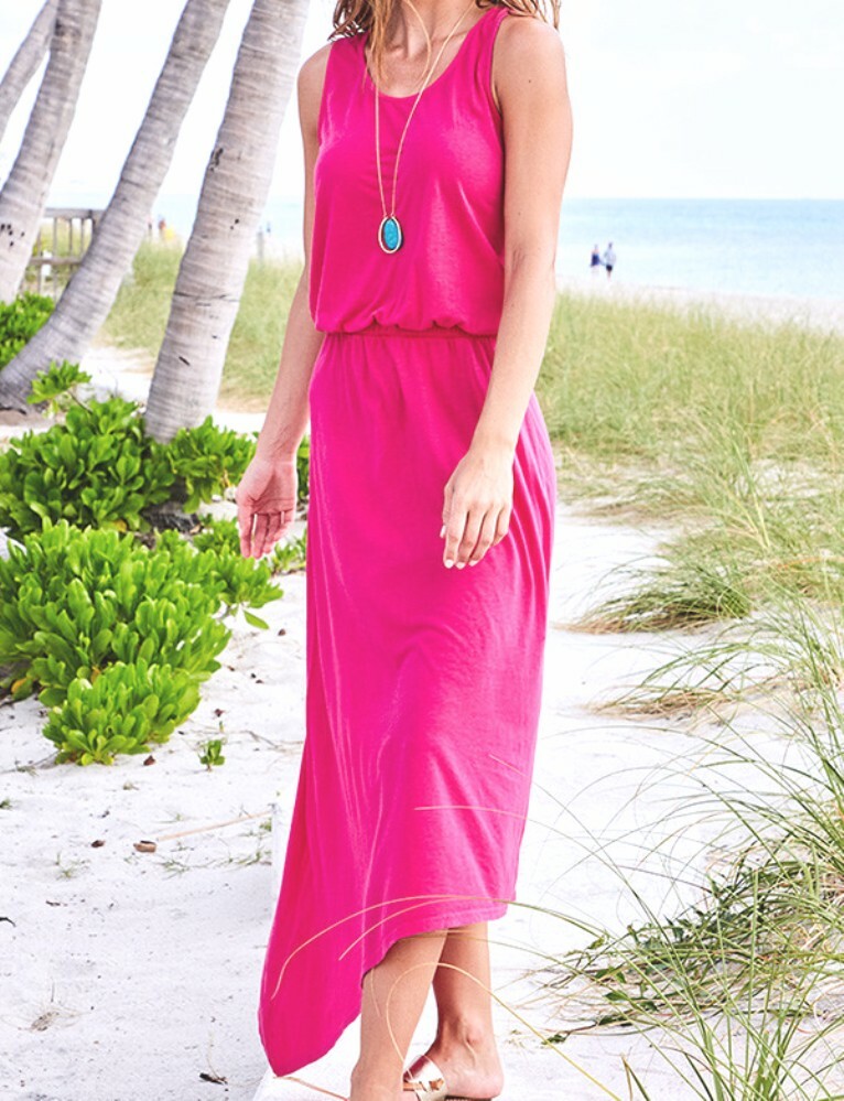 raspberry maxi dress