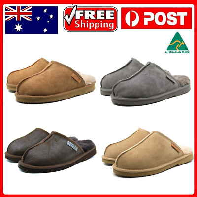 【Extral 5%OFF】UGG Slippers Men Australian Made Premium Sheepskin Wool Home Scuff