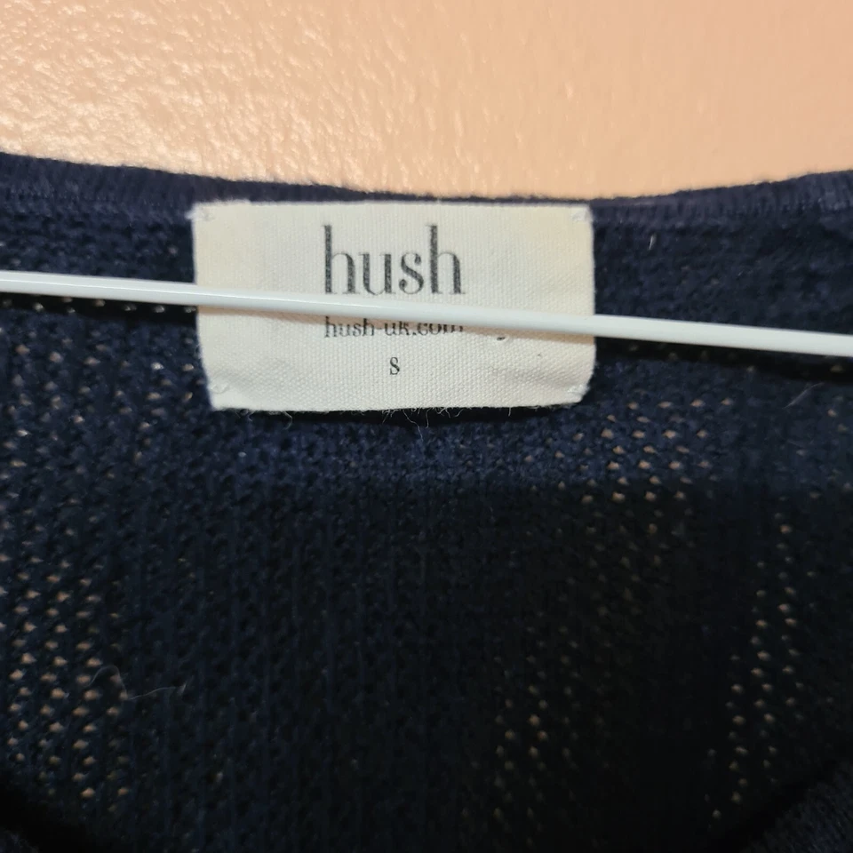 Hush Jumper Pullover Navy Blue Star Open Knit Tie Front Size 8 - Image 3 of 4
