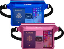 2-Pack Waterproof Fanny Pack Phone Pouch Dry Bag Water Sports Pink  Blue 