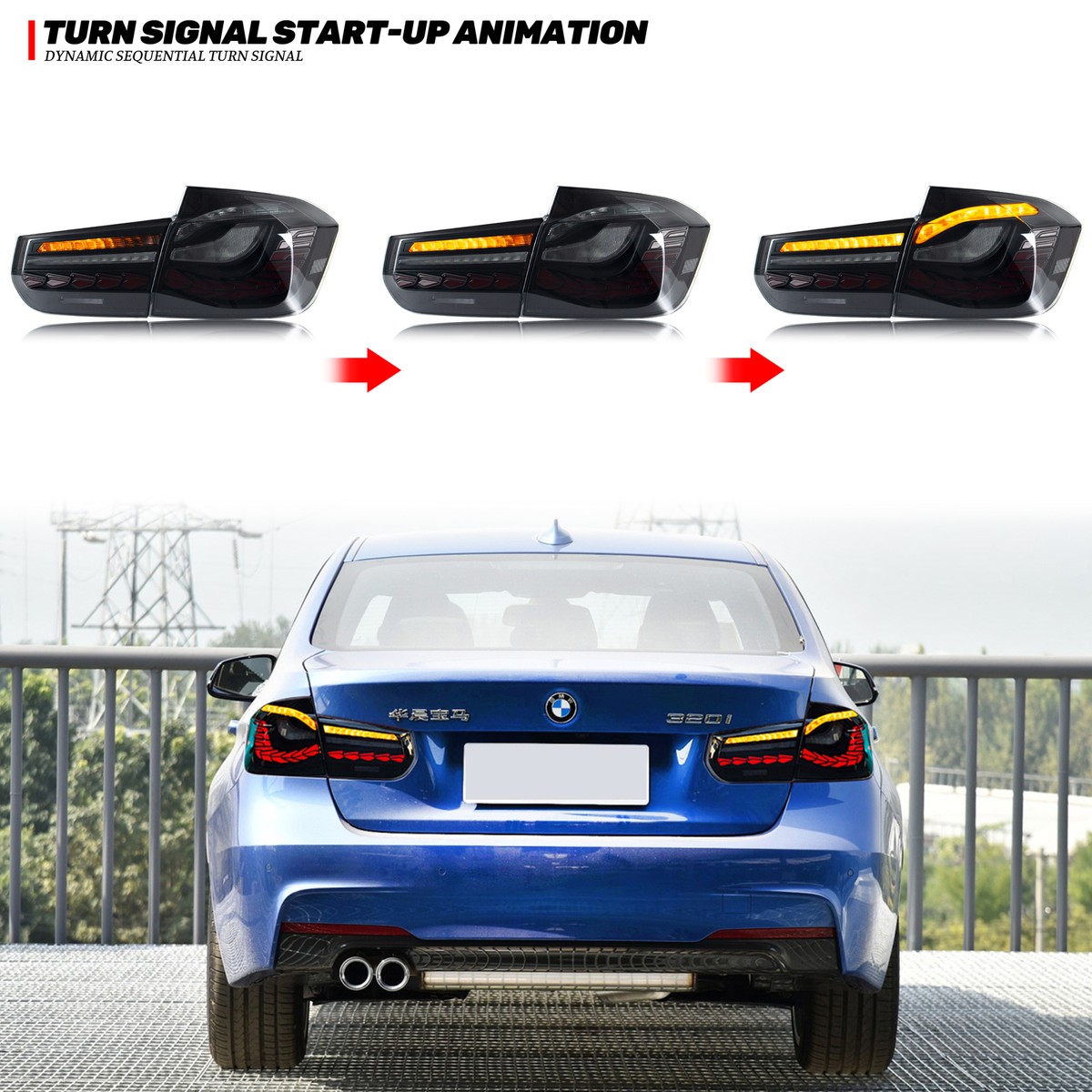 LED GTS Tail Lights for BMW 3 Series F30 F80 M3 2013-2018
