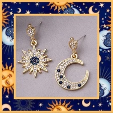 Celestial Sun & Moon Dangle Earrings