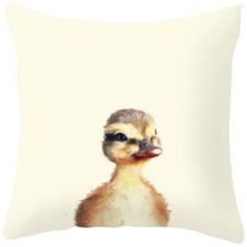 Duck Pillow Cover Easter Case Cotton Linen Throw 17" x 17" Bird Duckling Chick