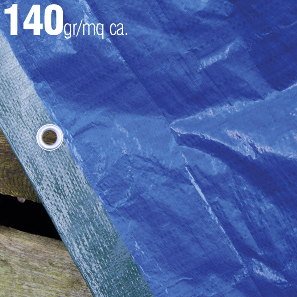 VERDELOOK Telo occhiellato plus multiuso in PE 140 g/m² , 8x5 m , blu e verde