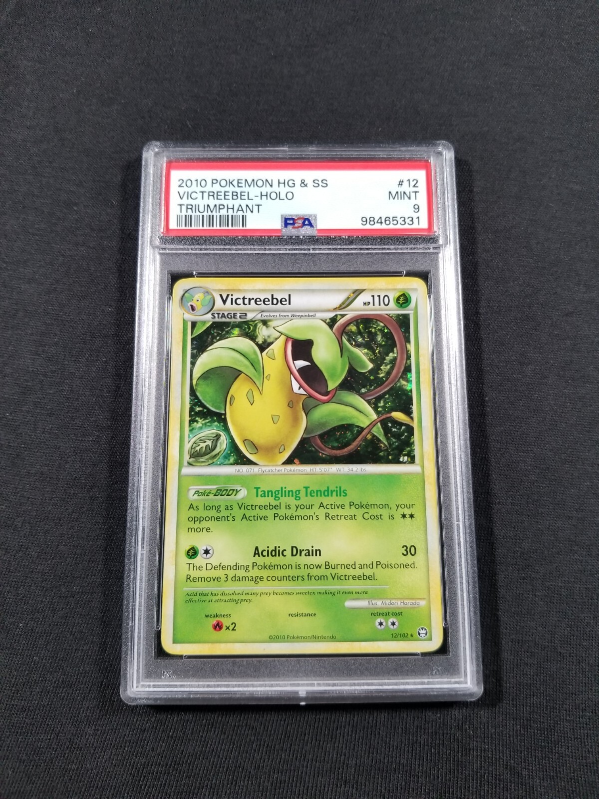 Pokemon Card Holo Victreebel 12/102 PSA 9 MINT HG & SS Triumphant