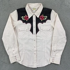 Vintage Victor Costa Shirt Women M Western Rodeo 80s Embroidered Yoke Pearl Snap