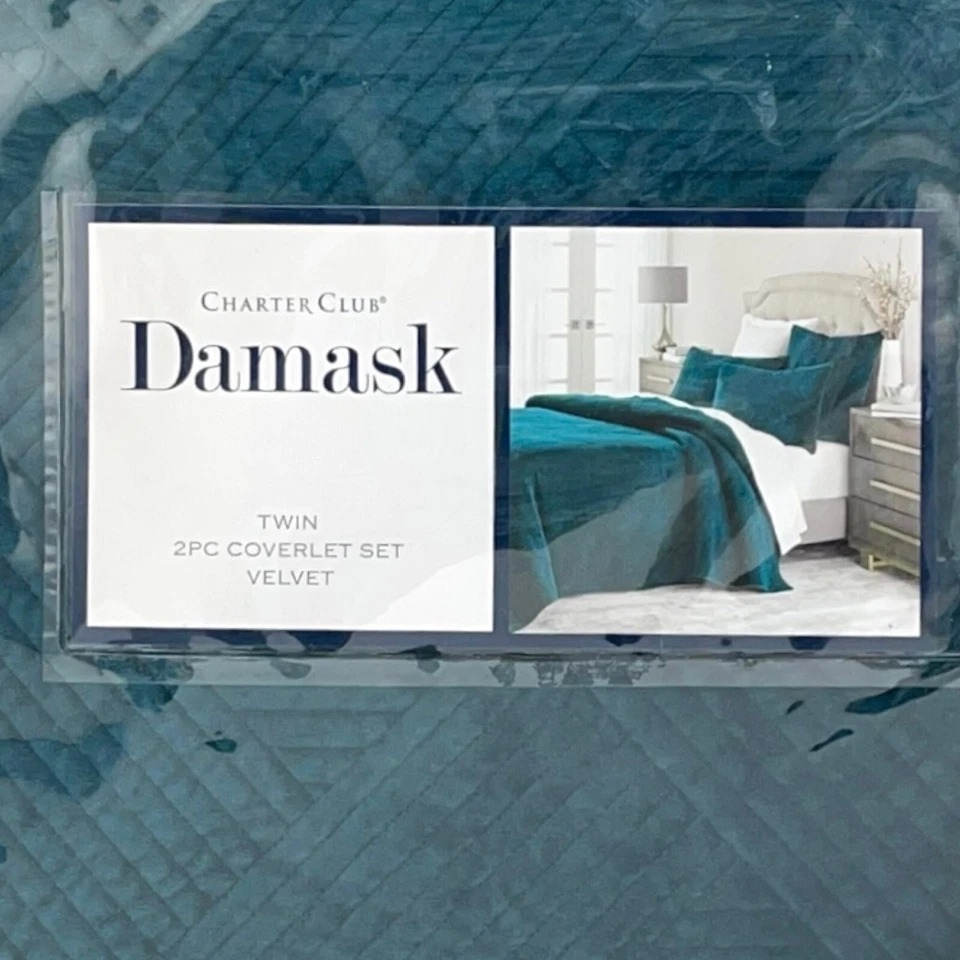 Charter Club Damasco Pana DOBLE Cobertor y 1 Juego de Falsa VERDE ESMERALDA Foto 2 de 4