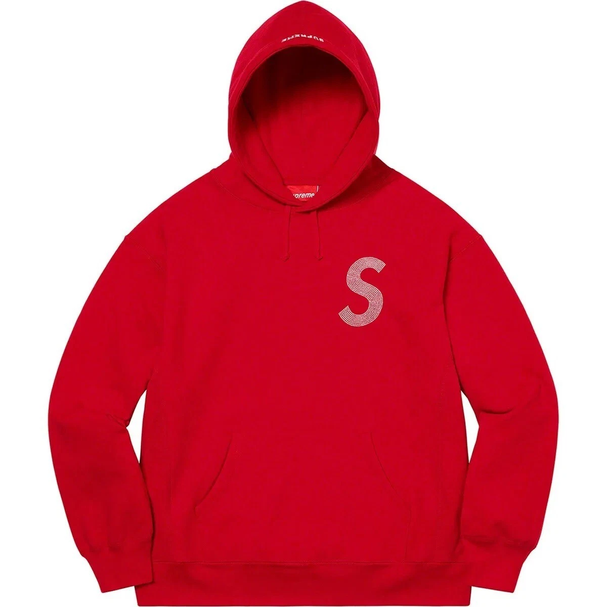 SWEAT À CAPUCHE SUPREME SWAROVSKI S LOGO (GRAND ROUGE) SS21 ! NEUF EN MAIN PRÊT À EXPÉDIER !