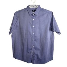 Hart Schaffner Marx Men's Size XL Blue Striped Short Sleeve Button Up Shirt