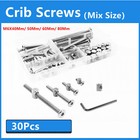 30Pcs Baby Bed Crib Screws Hardware Replacement Kit- M6X40Mm/ 50Mm/ 60Mm/ 80Mm