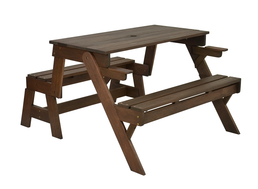 HARDWOOD CONVERTIBLE FOLDING PICNIC TABLE BENCH 2 IN 1 MADE FROM EUCALYPTUS WOOD