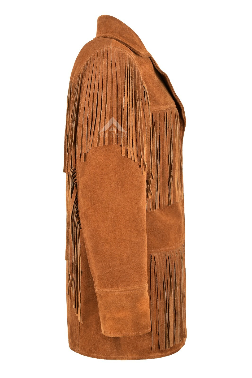 Men's Western Leather Jacket With Brown Fringe