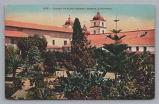 Postcard CA Santa Barbara Mission Gardens Towers Unposted  I888