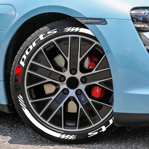 Permanent White Tire Lettering Sticker SPORTS Rubber 1.25'' For 15''-24'' 8 Kits - Picture 2 of 9