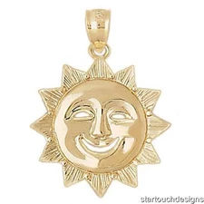 14k Yellow Gold Sun Pendant