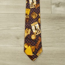 Hugo Boss Men's Vintage Designer Necktie Golf Graphic Print 100 Silk Made Italy