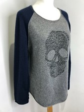 27 Miles Malibu 100% cashmere diamante skull front casual long sleeve jumper Siz