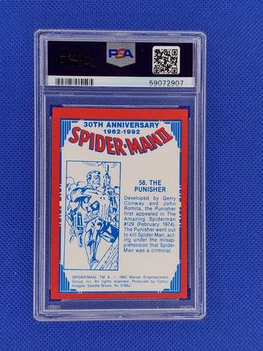 1992 SPIDER-MAN THE PUNISHER 30TH ANNIVERSARY #58 MARVEL PSA 8 NM-MT CARD - Picture 2 of 6