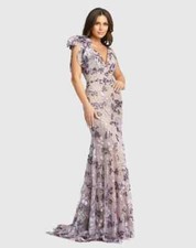 Mac Duggal 79301 Embellished Bow Shoulder Trumpet Gown PURPLE 8 NEW RARE! $798